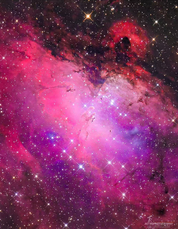 ピンクに輝く散光星雲の撮影作品